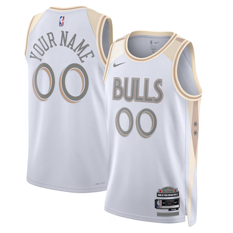 Men Chicago Bulls Nike White City Edition 2024-25 Custom Swingman NBA Jersey